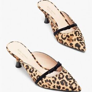 Kate Spade Leopard Print Mules with Black Bow